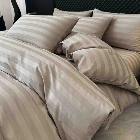 Lenjerie de Pat Damasc Deluxe Luxury, 100% Bumbac Premium, 6 Piese, Cearceaf cu Elastic 180x200 cm, Husă Pilotă 200x230 cm, Confort Hotelier 5★ [3]