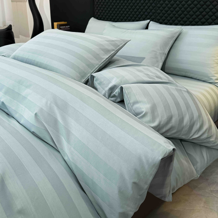 Lenjerie de Pat Damasc Deluxe Luxury, 100% Bumbac Premium, 6 Piese, Cearceaf cu Elastic 180x200 cm, Husă Pilotă 200x230 cm, Confort Hotelier 5★ [1]