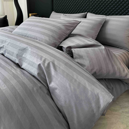 Lenjerie de Pat Damasc Deluxe Luxury, 100% Bumbac Premium, 6 Piese, Cearceaf cu Elastic 180x200 cm, Husă Pilotă 200x230 cm, Confort Hotelier 5★ [3]