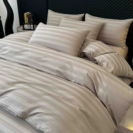 Lenjerie de Pat Damasc Deluxe Luxury, 100% Bumbac Premium, 6 Piese, Cearceaf cu Elastic 180x200 cm, Husă Pilotă 200x230 cm, Confort Hotelier 5★ [2]