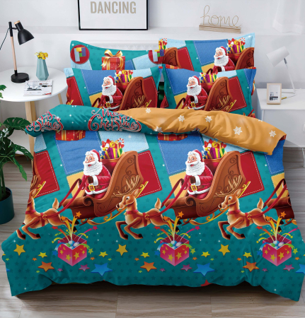 ☃️ Produse pentru Crăciun - Lenjerie de Pat de Crăciun Finet, 6 Piese, cu Elastic - LPLCR20