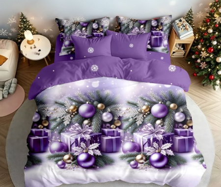 ☃️ Produse pentru Crăciun - Lenjerie de Pat de Crăciun Finet, 6 Piese, cu Elastic - LPLCR47