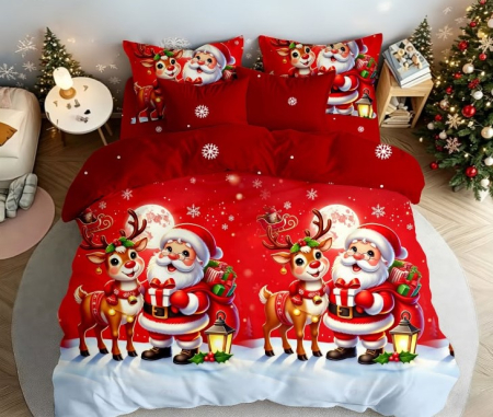 ☃️ Produse pentru Crăciun - Lenjerie de Pat de Crăciun Finet, 6 Piese - LPLCR32