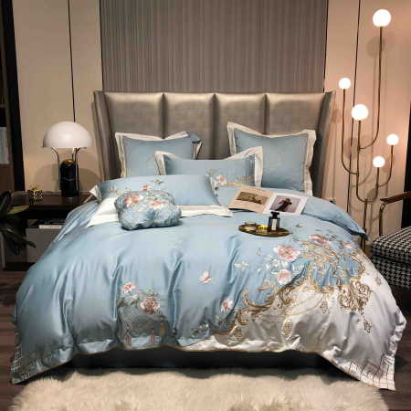 Lenjerie de Pat din Bumbac 100% Satin, cu Broderie Deluxe, 4 Piese
