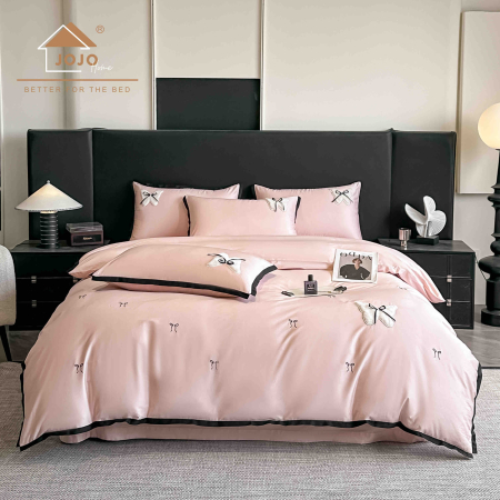 Lenjerii Premium - Lenjerie de Pat din Bumbac 100% Satin, cu Broderie Deluxe, 4 Piese