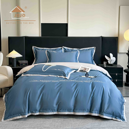 Lenjerie de Pat din Bumbac 100% Satin, cu Broderie Deluxe, 4 Piese