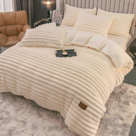 Lenjerii Cocolino Cu Elastic - Lenjerie de pat dublu cocolino 4 piese, cu elastic - Crem