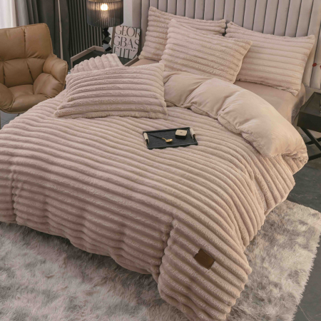 Lenjerii Cocolino Cu Elastic - Lenjerie de pat dublu cocolino 4 piese, cu elastic - Bej