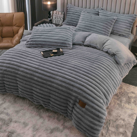 Lenjerii Cocolino Cu Elastic - Lenjerie de pat dublu cocolino 4 piese, cu elastic - Gri