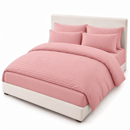 Lenjerie de Pat Dublu Damasc Premium 100% Bumbac, Cu Elastic, 6 Piese