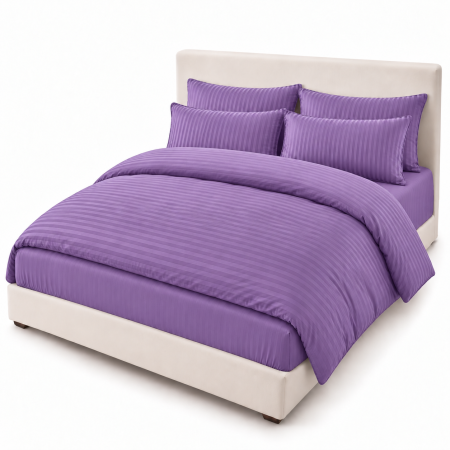 Lenjerie de Pat Dublu Damasc Premium 100% Bumbac, Cu Elastic, 6 Piese
