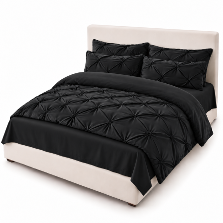 Lenjerie de Pat Finet Premium, 6 Piese, cu Pliuri Brodate