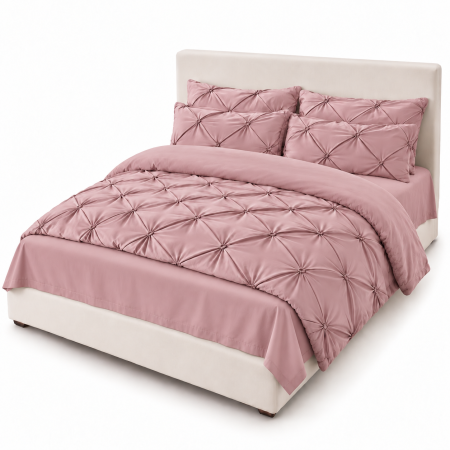Lenjerie de Pat Finet Premium, 6 Piese, cu Pliuri Brodate