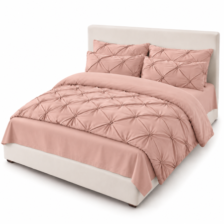 Lenjerie de Pat Finet Premium, 6 Piese, cu Pliuri Brodate