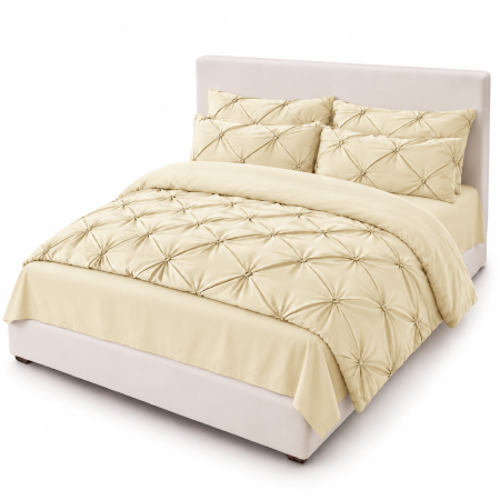 Lenjerie de Pat Finet Premium, 6 Piese, cu Pliuri Brodate