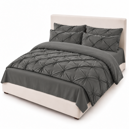 Lenjerie de Pat Finet Premium, 6 Piese, cu Pliuri Brodate