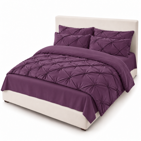 Lenjerie de Pat Finet Premium, 6 Piese, cu Pliuri Brodate