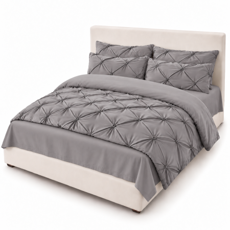 Lenjerie de Pat Finet Premium, 6 Piese, cu Pliuri Brodate