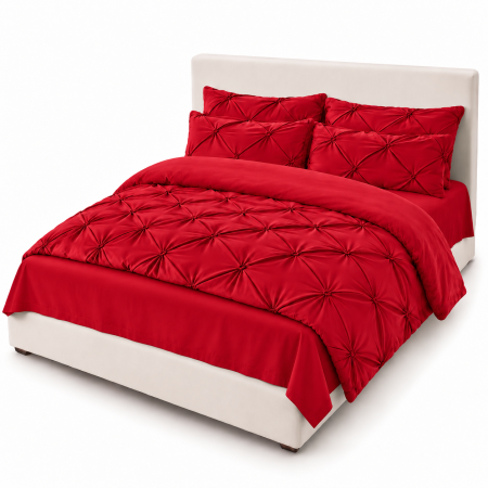 Lenjerie de Pat Finet Premium, 6 Piese, cu Pliuri Brodate