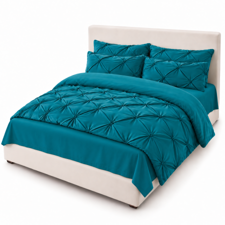 LENJERII DE PAT - Lenjerie de Pat Finet Premium, 6 Piese, cu Pliuri Brodate
