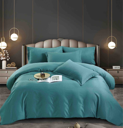 Lenjerie de Pat Dublu Damasc Premium 100% Bumbac, Cu Elastic, 6 Piese