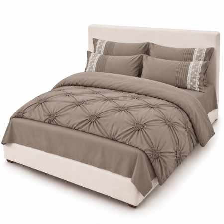 Lenjerie de Pat Finet Premium, 6 Piese, cu Pliuri și Inimioare Brodate