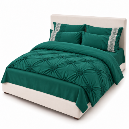 Lenjerie de Pat Finet Premium, 6 Piese, cu Pliuri și Inimioare Brodate