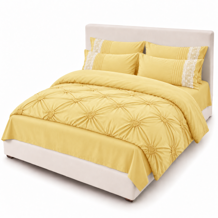 Lenjerie de Pat Finet Premium, 6 Piese, cu Pliuri și Inimioare Brodate