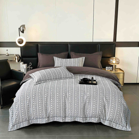 Lenjerii Premium - Lenjerie de Pat Premium, 6 Piese, cu Cearșaf cu Elastic 180x200 cm - LPBP27