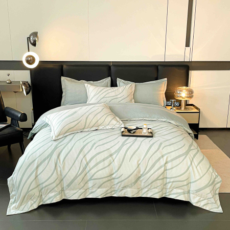 Lenjerii Premium - Lenjerie de Pat Premium, 6 Piese, cu Cearșaf cu Elastic 180x200 cm - LPBP48