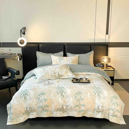 Lenjerii Premium - Lenjerie de Pat Premium, 6 Piese, cu Cearșaf cu Elastic 180x200 cm - LPBP49