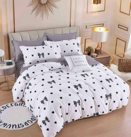 OFERTA DUO: 2 Lenjerii bumbac Finet 1+1: la 199 lei - Lenjerie Din Bumbac Tip Finet 6 Piese Pentru Pat Dublu - Fundițe