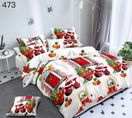 Lenjerie Din Bumbac Tip Finet 6 Piese Pentru Pat Dublu – Christmas Collection