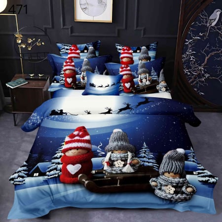 Lenjerie Din Bumbac Tip Finet 6 Piese Pentru Pat Dublu – Christmas Collection