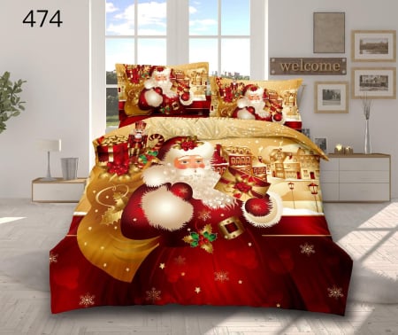 Lenjerie Din Bumbac Tip Finet 6 Piese Pentru Pat Dublu – Christmas Collection