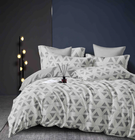 OFERTE SPECIALE - Lenjerie Din Bumbac Tip Finet 6 Piese Pentru Pat Dublu - Triunghiuri