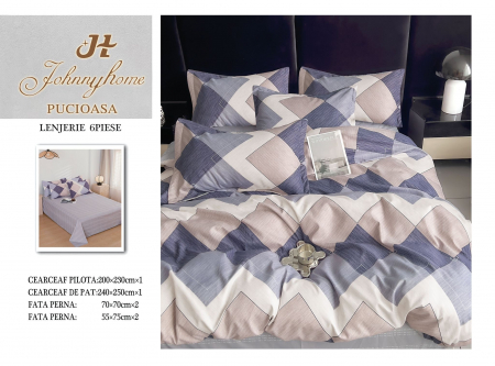 OFERTE SPECIALE - Lenjerie Din Bumbac Tip Finet 6 Piese Pentru Pat Dublu - Modern