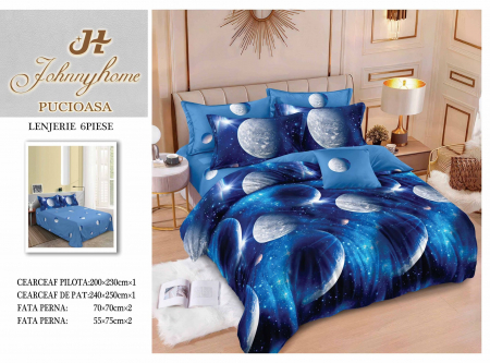 OFERTE SPECIALE - Lenjerie Din Bumbac Tip Finet 6 Piese Pentru Pat Dublu - Moon
