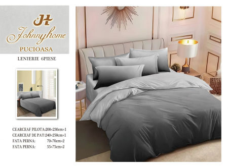 OFERTE SPECIALE - Lenjerie Din Bumbac Tip Finet 6 Piese Pentru Pat Dublu - Ombre Negru