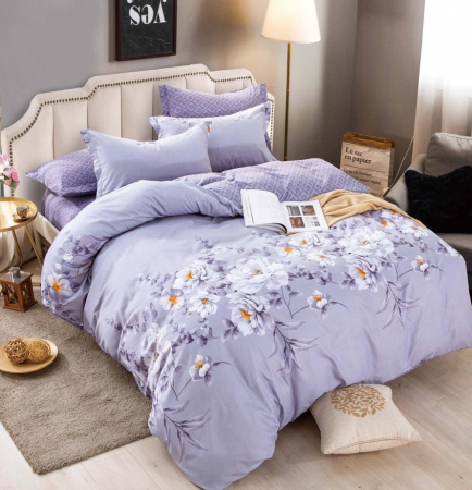 OFERTE SPECIALE - Lenjerie Din Bumbac Tip Finet 6 Piese Pentru Pat Dublu, Lila