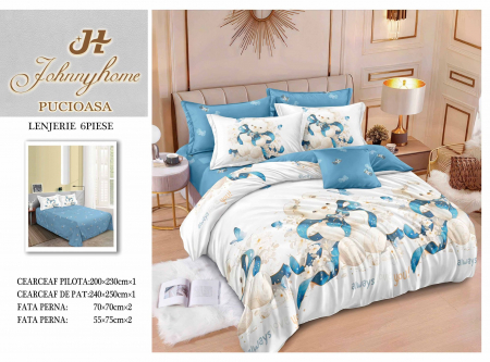 OFERTE SPECIALE - Lenjerie Din Bumbac Tip Finet 6 Piese Pentru Pat Dublu - Always love you