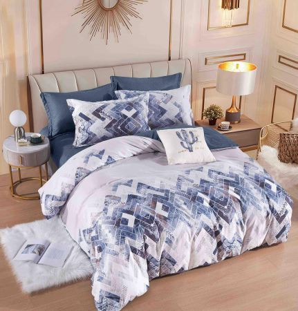 OFERTE SPECIALE - Lenjerie Din Bumbac Tip Finet 6 Piese Pentru Pat Dublu - Bleumarin