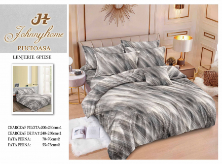 OFERTE SPECIALE - Lenjerie Din Bumbac Tip Finet 6 Piese Pentru Pat Dublu - Shadows