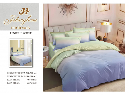 OFERTE SPECIALE - Lenjerie Din Bumbac Tip Finet 6 Piese Pentru Pat Dublu - Ombre Bleu