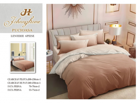 OFERTE SPECIALE - Lenjerie Din Bumbac Tip Finet 6 Piese Pentru Pat Dublu - Ombre Portocaliu