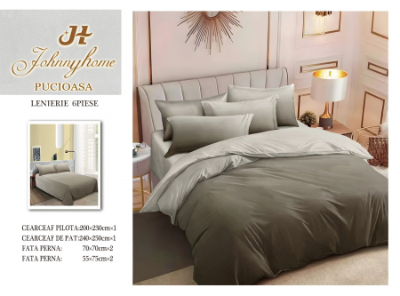 OFERTE SPECIALE - Lenjerie Din Bumbac Tip Finet 6 Piese Pentru Pat Dublu - Ombre Maro