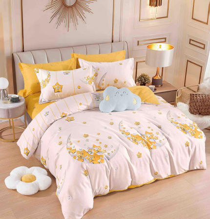 OFERTE SPECIALE - Lenjerie Din Bumbac Tip Finet 6 Piese Pentru Pat Dublu - Luna