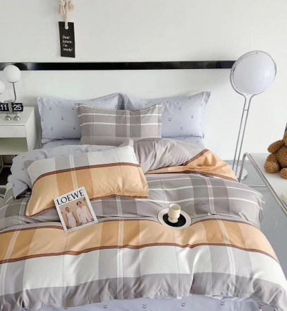 OFERTE SPECIALE - Lenjerie Din Bumbac Tip Finet 6 Piese Pentru Pat Dublu - Carouri si Linii