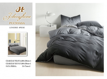 OFERTE SPECIALE - Lenjerie Pat Dublu, 4 Piese, Bumbac Satinat Superior - Ombre, LP-EBSS-107