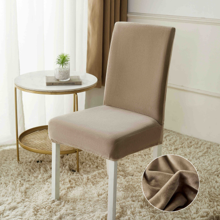 Set 4 sau 6 huse pentru scaune din catifea uni, elastice și elegante